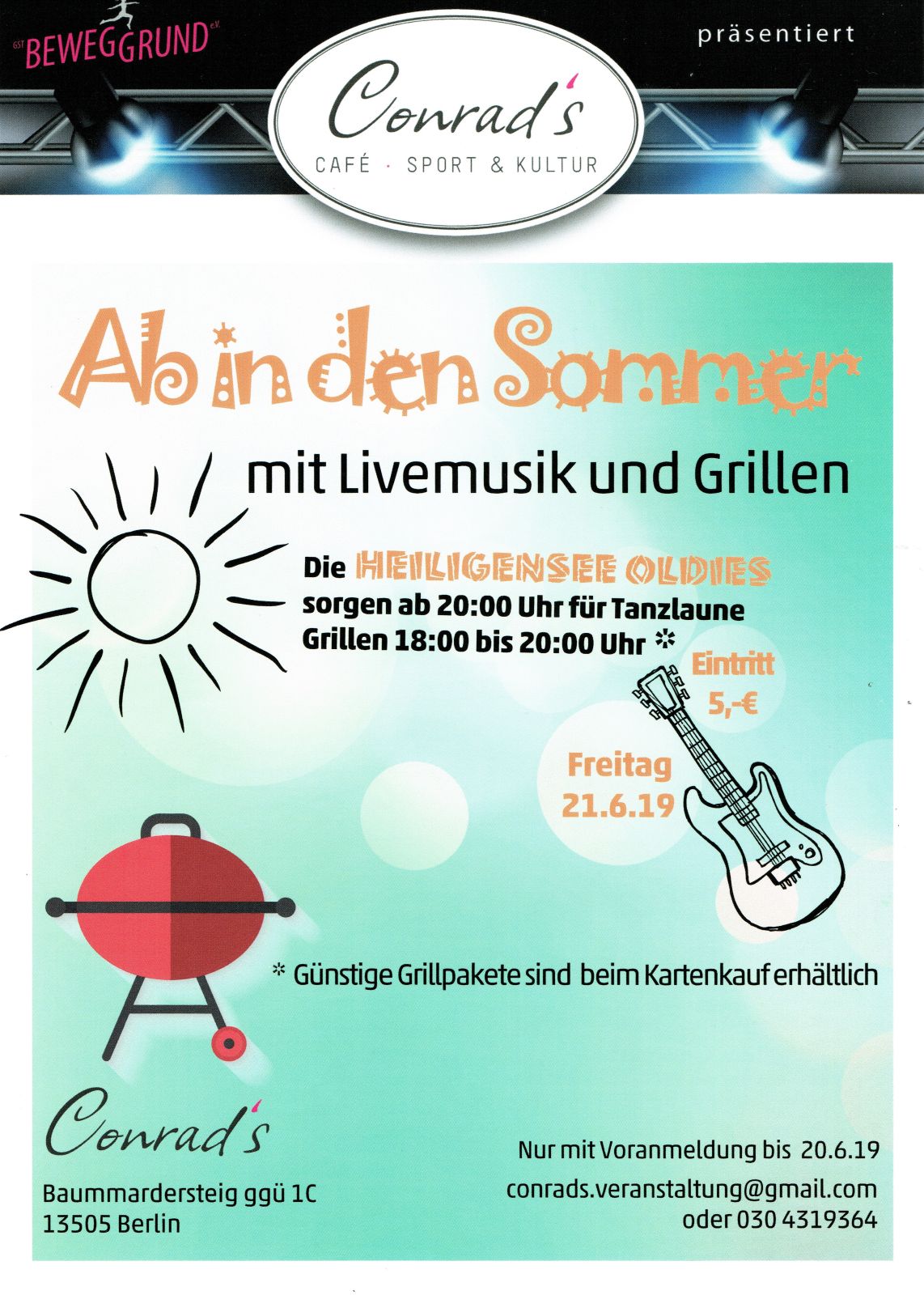 GST-Beweggrund E.V. - ABGESAGT Ab In Den Sommer Mit Livemusik Und Grillen